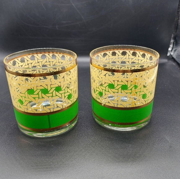 Vintage George Briard ART DECO Gold Painted Old Fashion Glasses Barware MCM - Picture 6 of 10